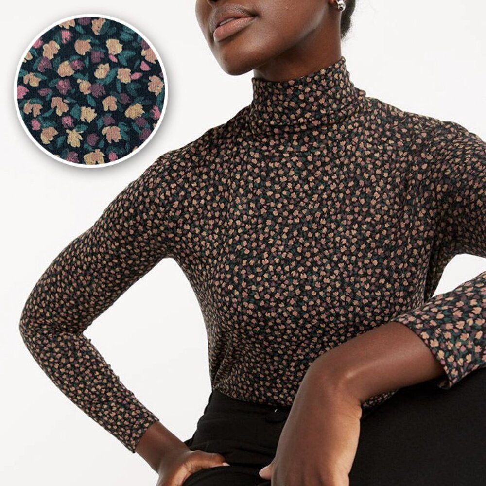 Reitmans Cottagecore Ditsy Floral Dark Fairy Turtle Neck Top Whimsigoth Romantic - Picture 2 of 12